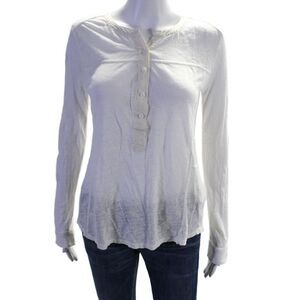 Vince Women's Round Neck Long Sleeves Basic T-Shirt White Size XS